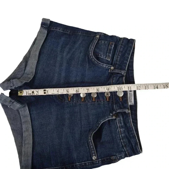 Zara Button Front Denim Jean  Shorts Dark Wash Blue High Rise Size 4 - Picture 10 of 11